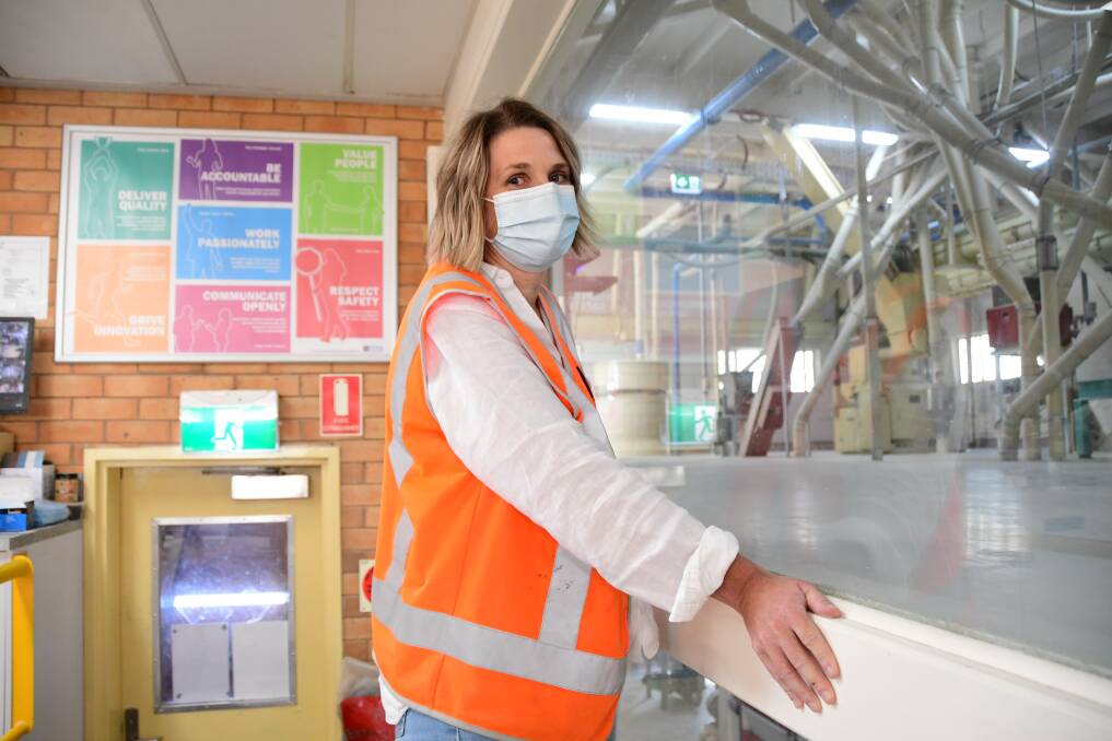 On track: Ben Furney Flour Mills chief executive officer Sarah Furney at the Dubbo site, which is set to commission a key new plant in the fourth quarter of 2022 that will allow it to expand production. Photo: BELINDA SOOLE 
