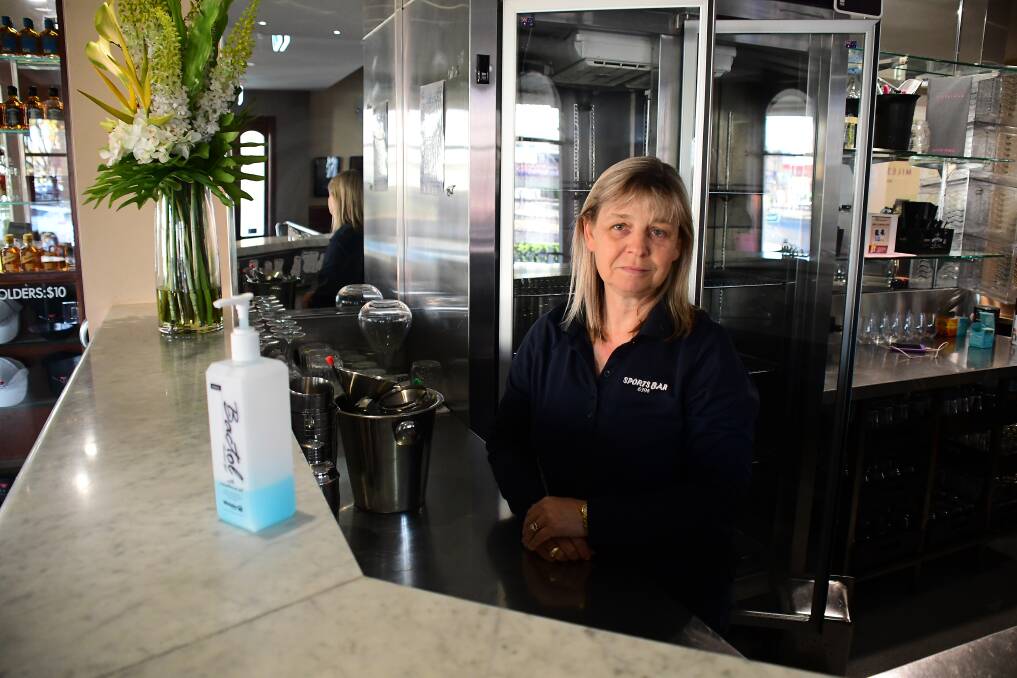 Vigilance: Milestone Hotel owner Joanne Blair in her venue that's operating with a suite of COVID safe measures. Photo: BELINDA SOOLE