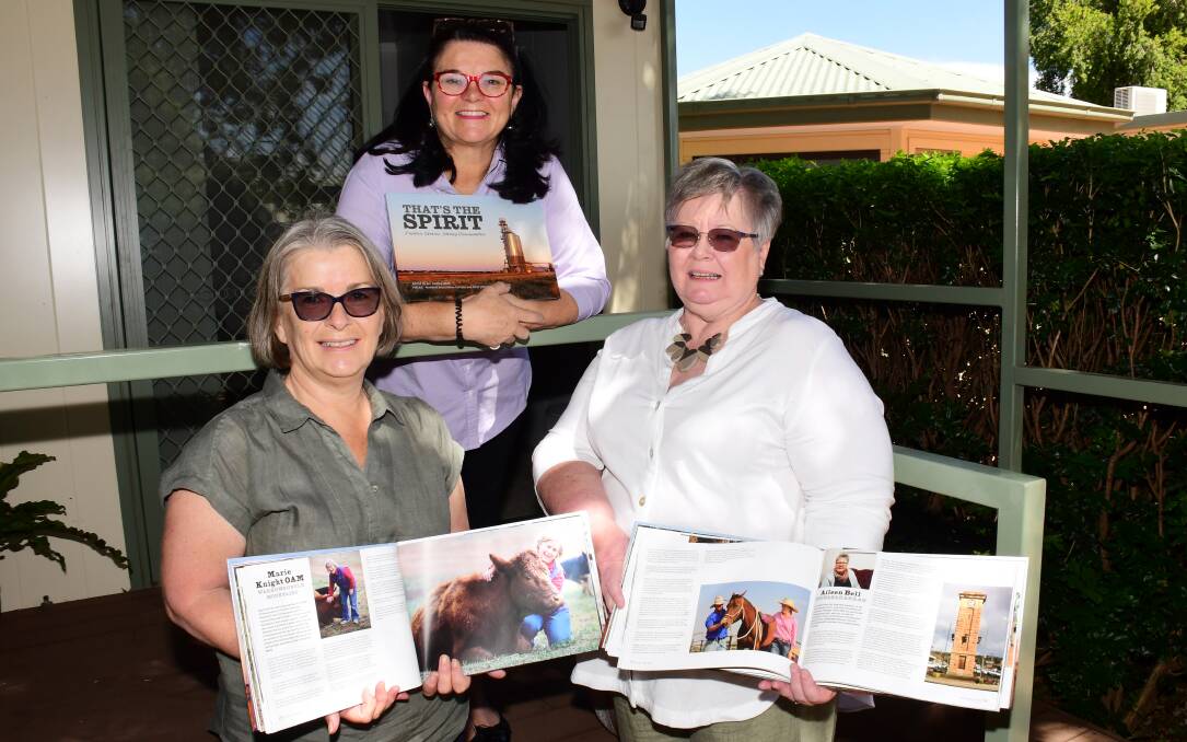 SPIRIT: Jen Cowley (centre) with Marie Knight and Aileen Bell from Coonabarabran who both feature in the book. Photo: BELINDA SOOLE