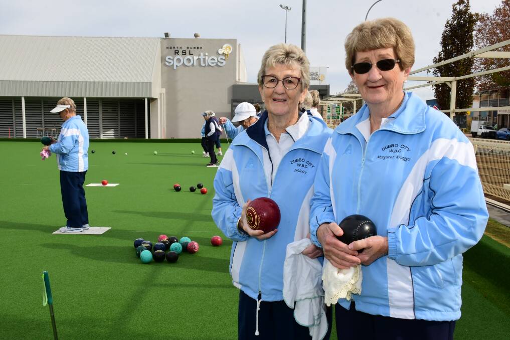 NEW BEGINNING: Dubbo City Bowling Club's Shirley Marchant and Margaret Knaggs at their new home. Photo: BELINDA SOOLE