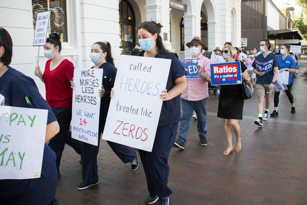 Dubbo health staff's recent protest. Picture: BELINDA SOOLE