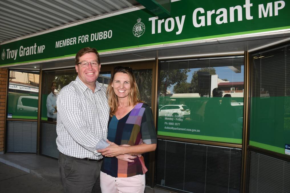 TIME TO SAY GOODBYE: At 5pm on Friday, Troy Grant - pictured with his wife Toni - will no longer be the Member for Dubbo, after serving for eight years. Photo: BELINDA SOOLE