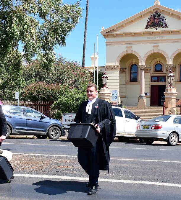 Case: Crown prosecutor Mark Davies leaves Dubbo District Court after making closing submissions.