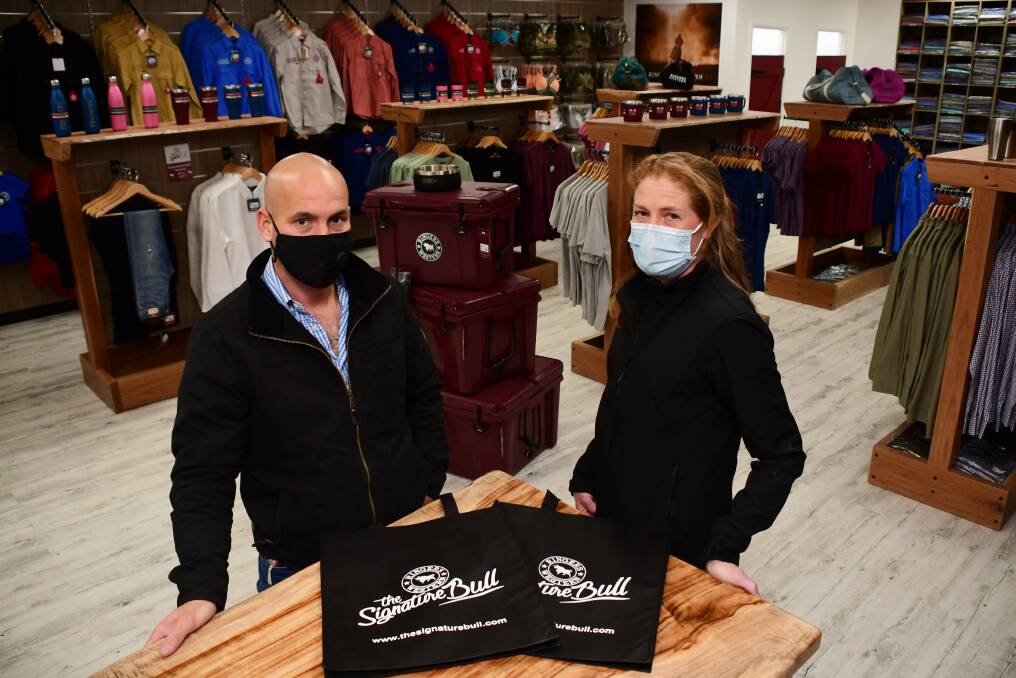 Big step: The Signature Bull directors Gavin McNulty and Kristel Barrow in their new store in Talbragar Street, the seven-year-old business's first bricks and mortar shopfront. Photo: BELINDA SOOLE