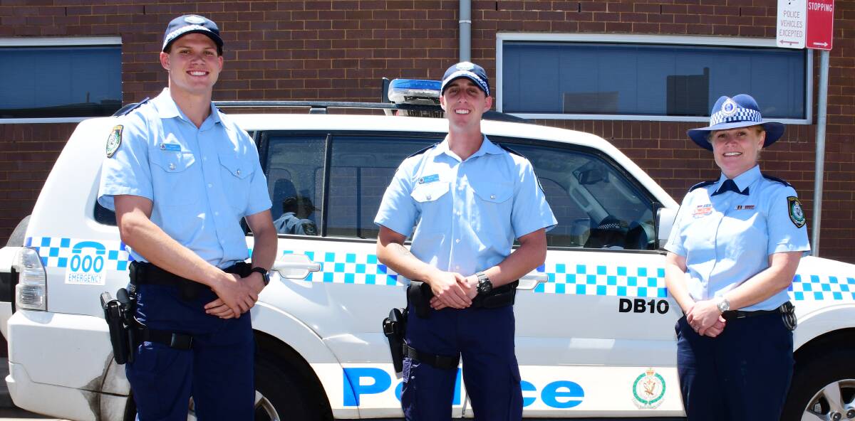 WELCOME: Probationary constables Ryan Gregory and Nicholas Femia with Orana Mid-Western Police District Inspector Natalie Antaw. Photo: BELINDA SOOLE