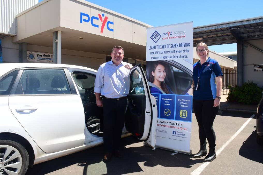 SAFE DRIVERS: Member for Dubbo Dugald Saunders (left) with Emily Ross from PCYC Dubbo. Picture: BELINDA SOOLE