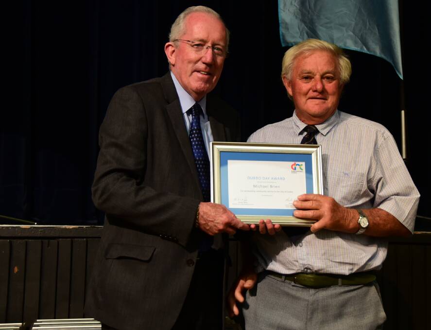 Dubbo Regional Council Administrator Michael Kneipp with award winner Michael Brien.