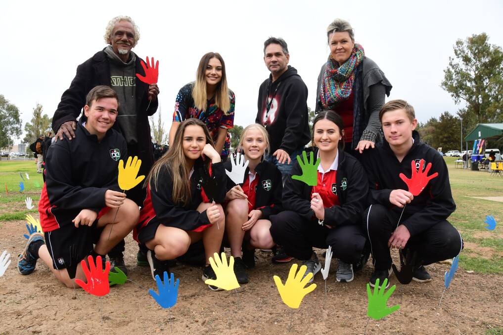 DON'T KEEP HISTORY A MYSTERY: Frank Doolan, Leticia Quince, Rod Ah-See, Jacqui Thompson, Harrison Crowfoot, Sophie Butcher, Grace Willis, Lara Board and Dylan Blunt. Photo: BELINDA SOOLE