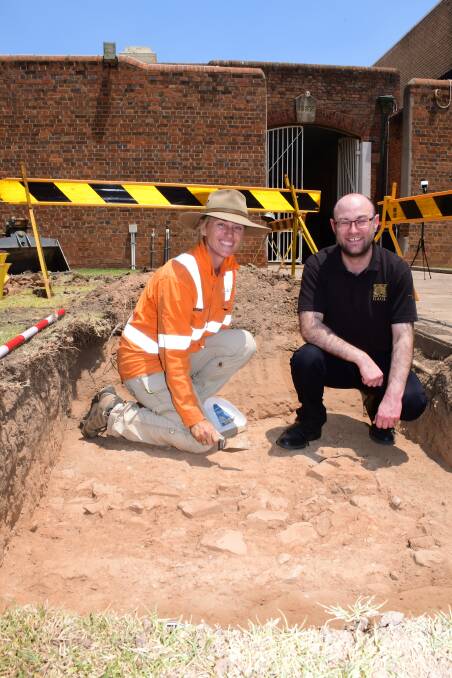 DIGGING DEEP: Archaeologist Jodie Benton and Old Dubbo Gaol's Chris Anemaat are searching below the ground to reveal pieces of the site's history. Photo: BELINDA SOOLE