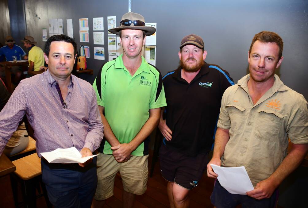 ALLIANCE: Matt Wright, Alex White, Tim O'Neil and Behn Monley catch up at the meeting where the Dubbo Green Space Alliance was formed. Photo: BELIND SOOLE