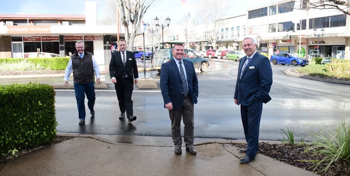 Combining forces: Parkes MP Mark Coulton, Mayor Ben Shields, Dubbo MP Dugald Saunders and council CEO Michael McMahon. Photo: BELINDA SOOLE