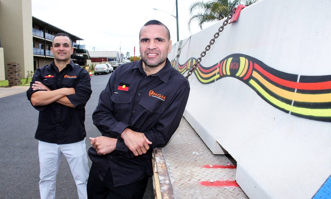 BREAKING DOWN BARRIERS: Gosh Daher and Anthony Mundine were in Dubbo to show off their latest work. Photo: BELINDA SOOLE