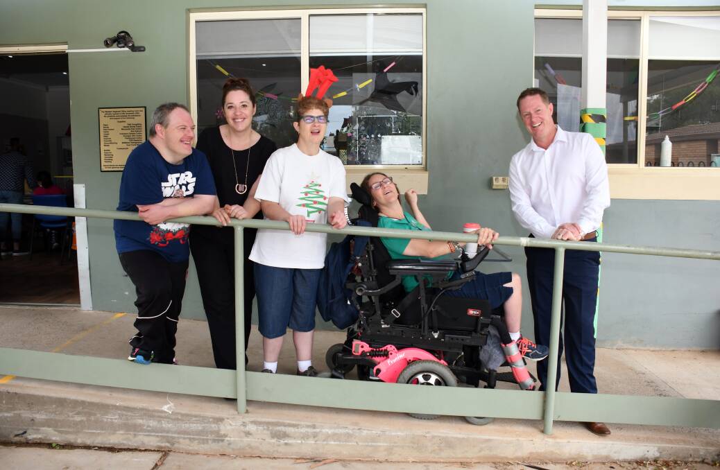 Funding win: Lincoln Ross, Northcott team member Sharnie Budden, Marcelle Huppatz, Kate Campbell and Northcott area manager Luke Cameron look forward to the enhancements. Photo: BELINDA SOOLE 