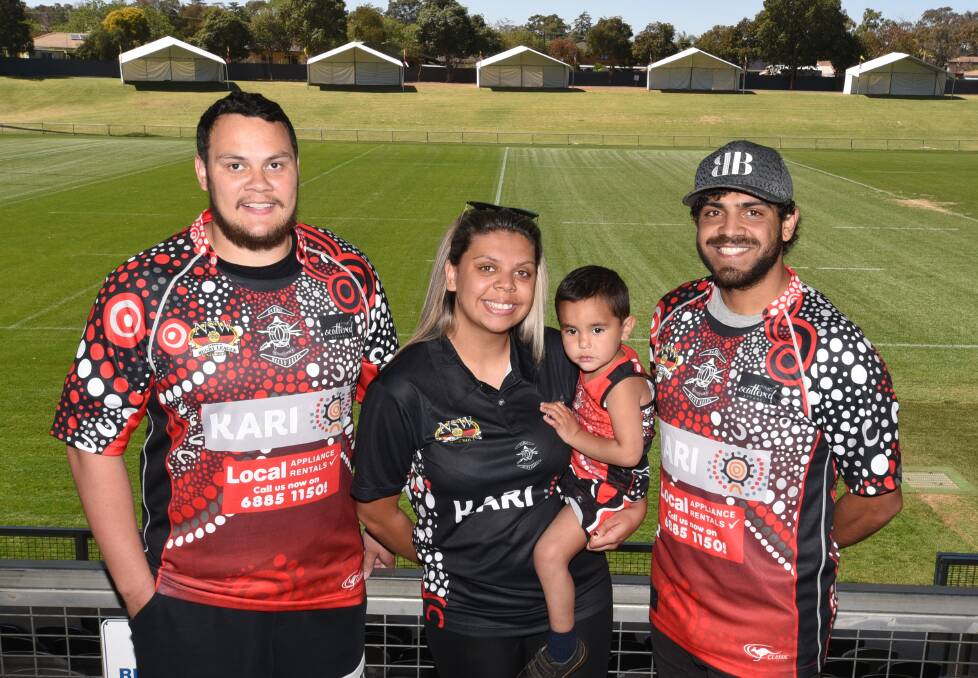 RARING TO GO: Travis Hill, and Jemmiekah, James and Warren Peachey are excited for the 48th annual Koori Knockout. Photo: BELINDA SOOLE