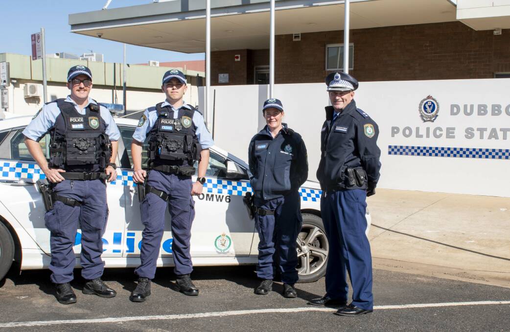 RECRUITS: Probationary constables Stephen Selby, Sol Brownlow and Tiffany Handley with Acting Superintendent Mark Fehon. Photo: BELINDA SOOLE
