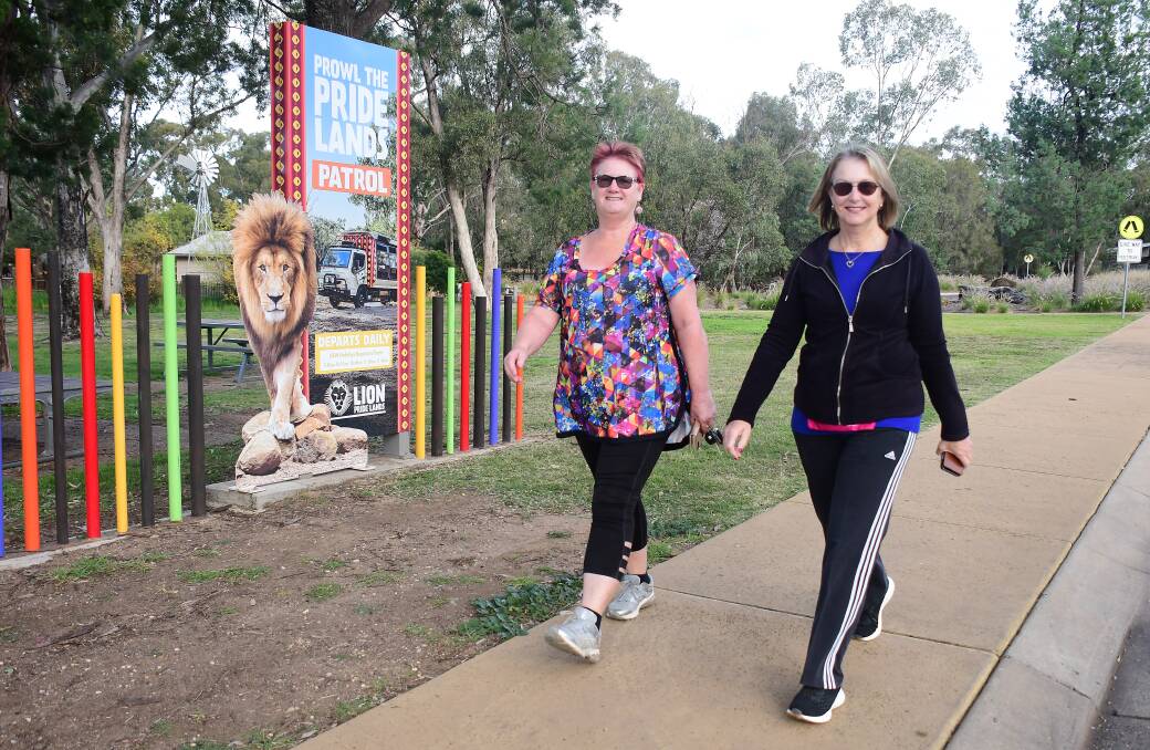 Top spot: Dubbo friends Margaret Bourne and Lesley Hart return to walking through Taronga Western Plains Zoo. Photo: BELINDA SOOLE