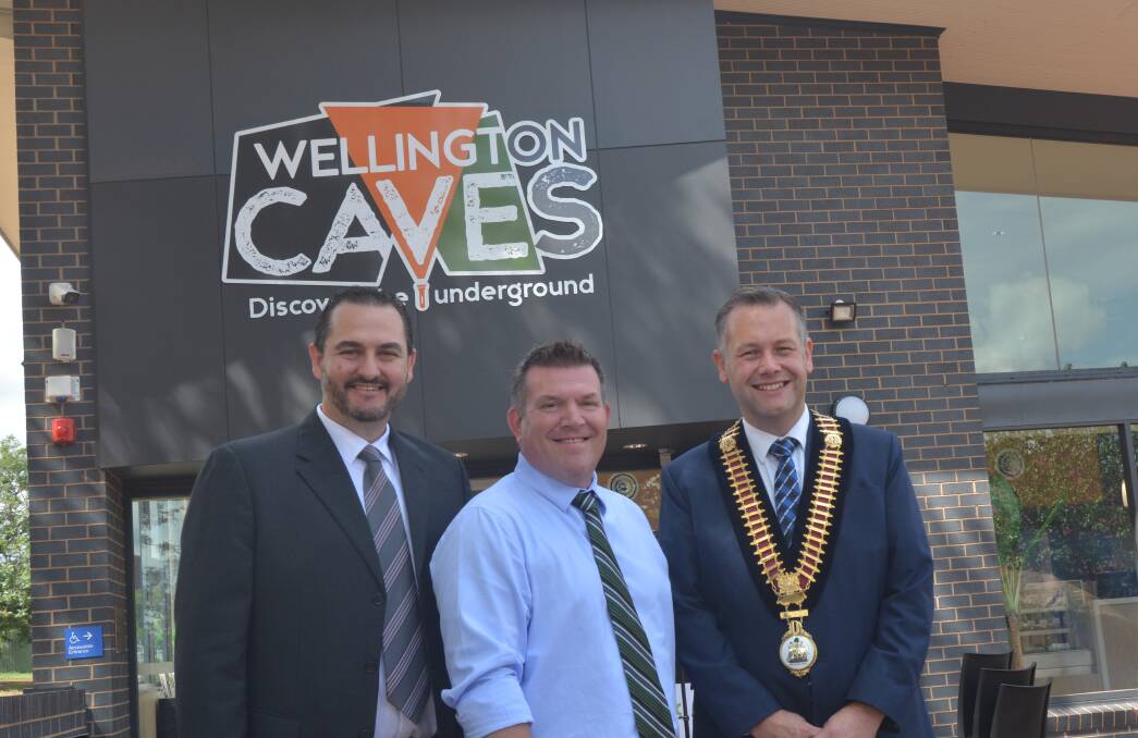 Dubbo Regional Council's manager of regional experience Jamie Angus, with Dubbo MP Dugald Saunders and mayor Ben Shields at the opening of the Visitor Experience Centre in February. Photo: Taylor Jurd.