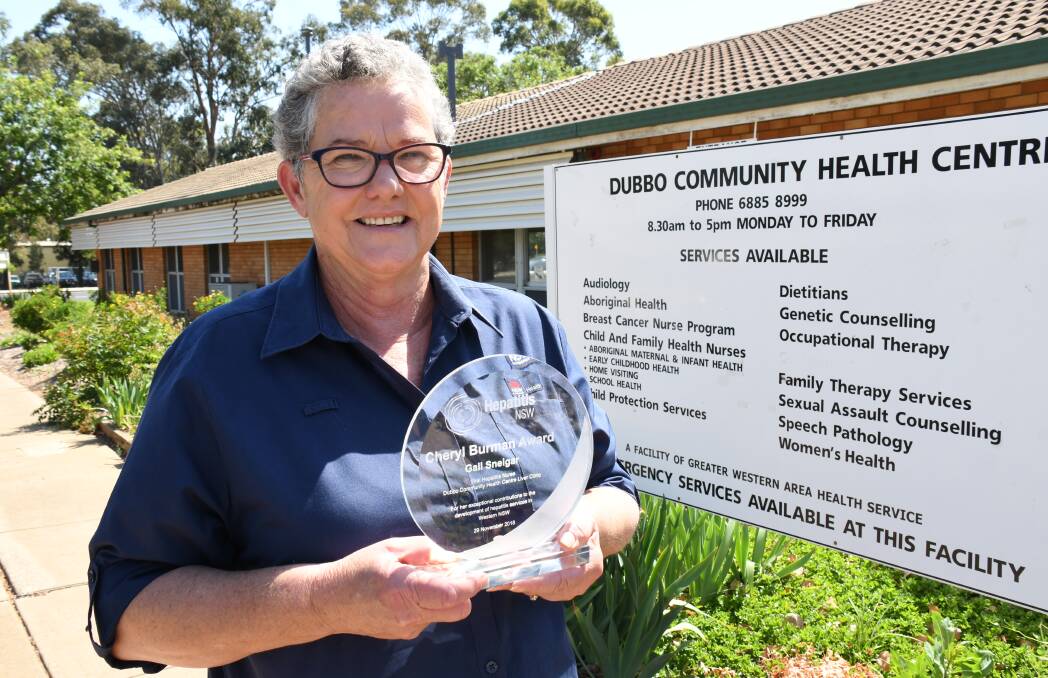 Ackoldgement: Registered Nurse at the Dubbo Community Health Liver Clinic, Gail Snelgar won the Hepatitis NSW 2018 Cheryl Burman Award. Photo: Belinda Soole. 