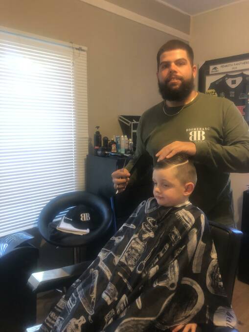 Wellington's Corey Sutherland is the Boomerang Barber and he uses his skills to give fashionable hair cuts to people within the community. Photo: Supplied. 