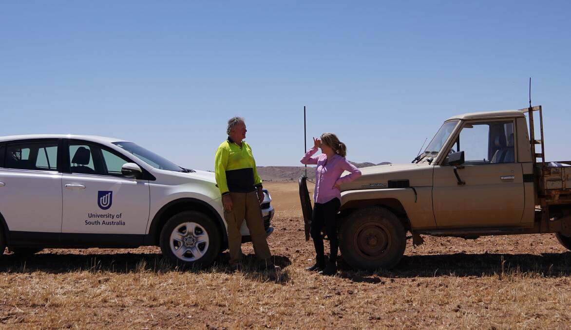 ifarmwell founder Dr Kate Gunn (right) with South Australian farmer Kym Fromm, who features in the new ifarmwell podcast series. Photo: Supplied. 