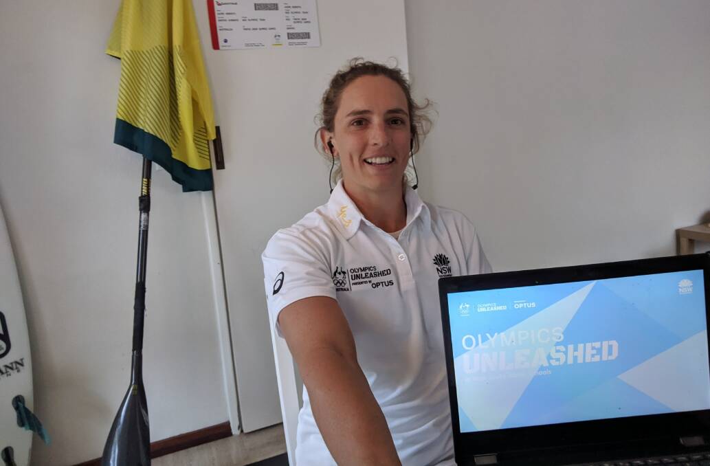 Olympian kayaker Jaime Roberts streamed into a virtual visit with students from Dubbo's School of Distance Education. Photo: Supplied 