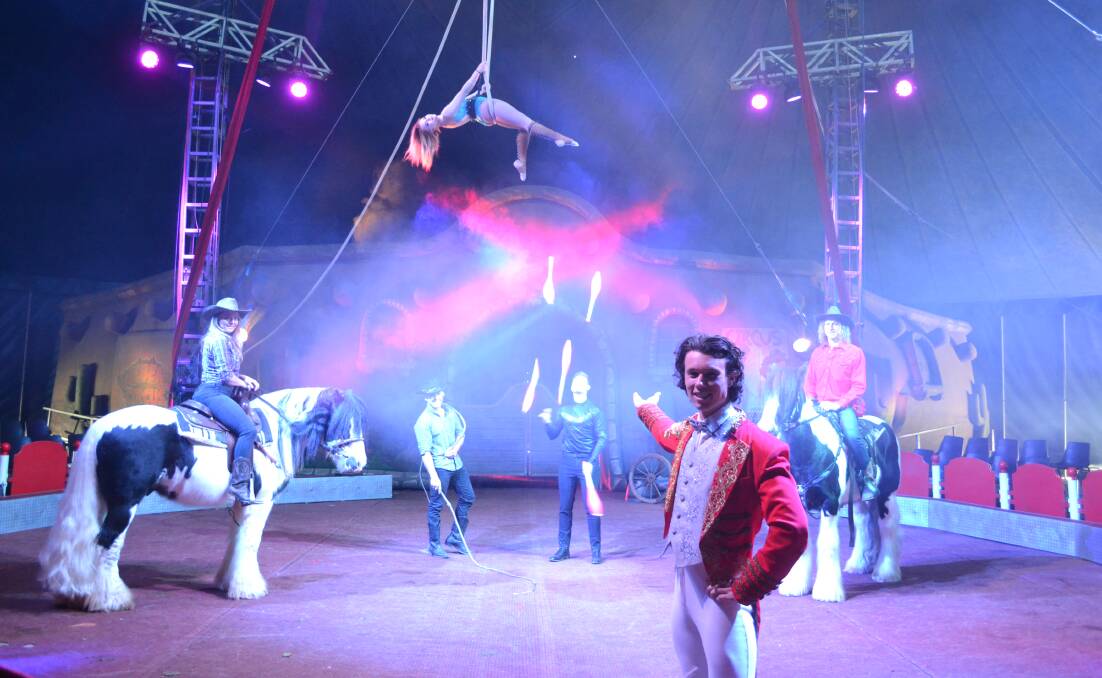 Wild good fun: Webers Circus ring master Jake Larkin is ready to entertain Dubbo crowds. Photo: Taylor Jurd.