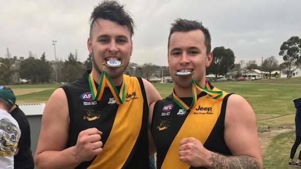 Chris and Michael Rothnie after the 2018 grand final. Photo: SUPPLIED