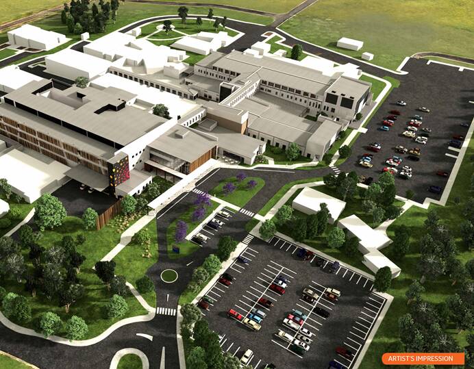NEW LOOK HOSPITAL: An artist's impression of Dubbo Hospital after stage three and four redevelopment which includes construction of a new three-storey building and a new car park with more than 100 spaces. Photo: contributed