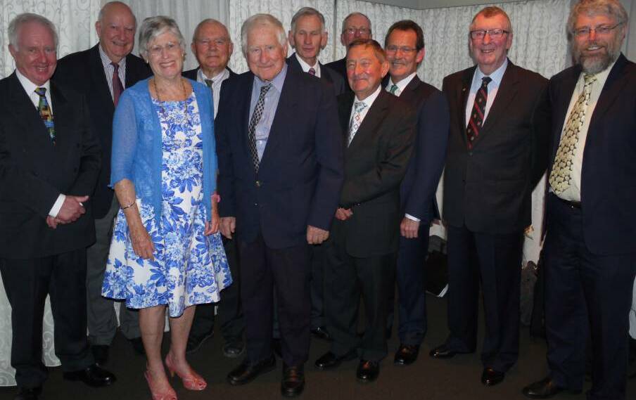 REST IN PEACE: Peter Duffy (second from left, front) died peacefully on Thursday. He is pictured at a 2015 Orana Law Society function where he and others were awarded life memberships. Photo: FILE.