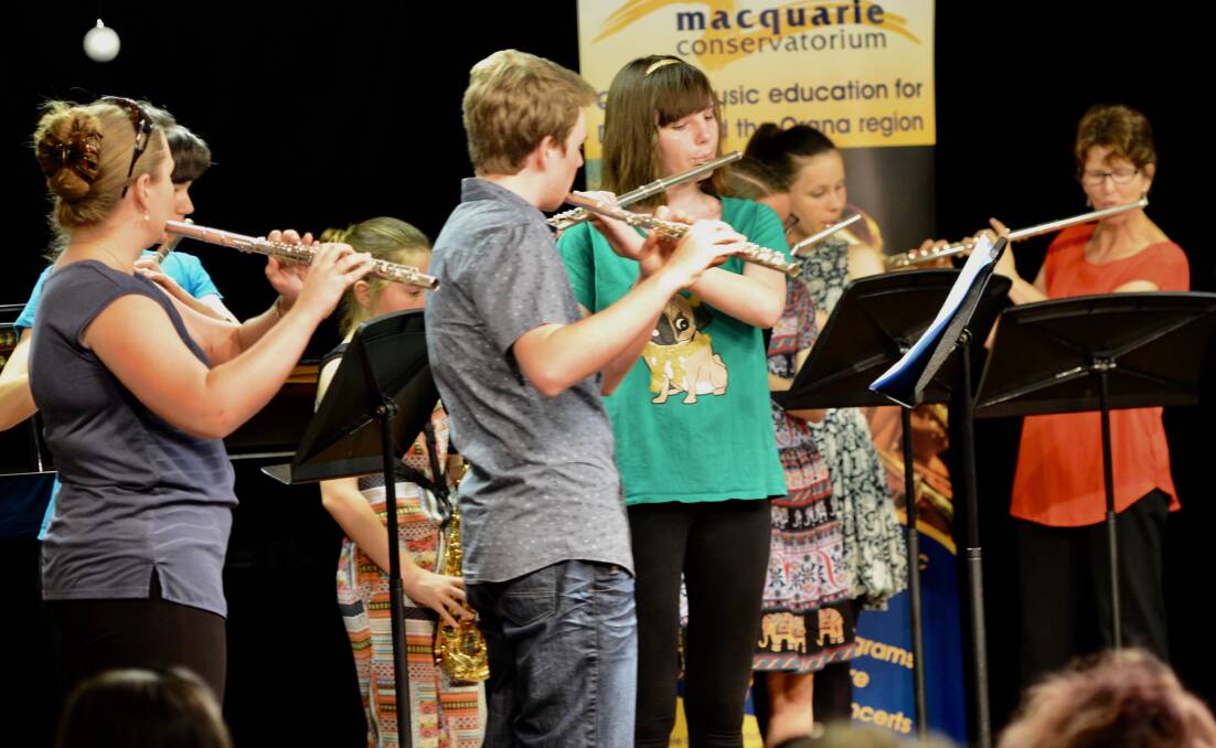 OPEN DAY: Macquarie Conservatorium will showcase the talent of its students, like Oliver Burn and Eilish O'Sullivan (centre), at an open day on Sunday afternoon. Photo: Contributed  