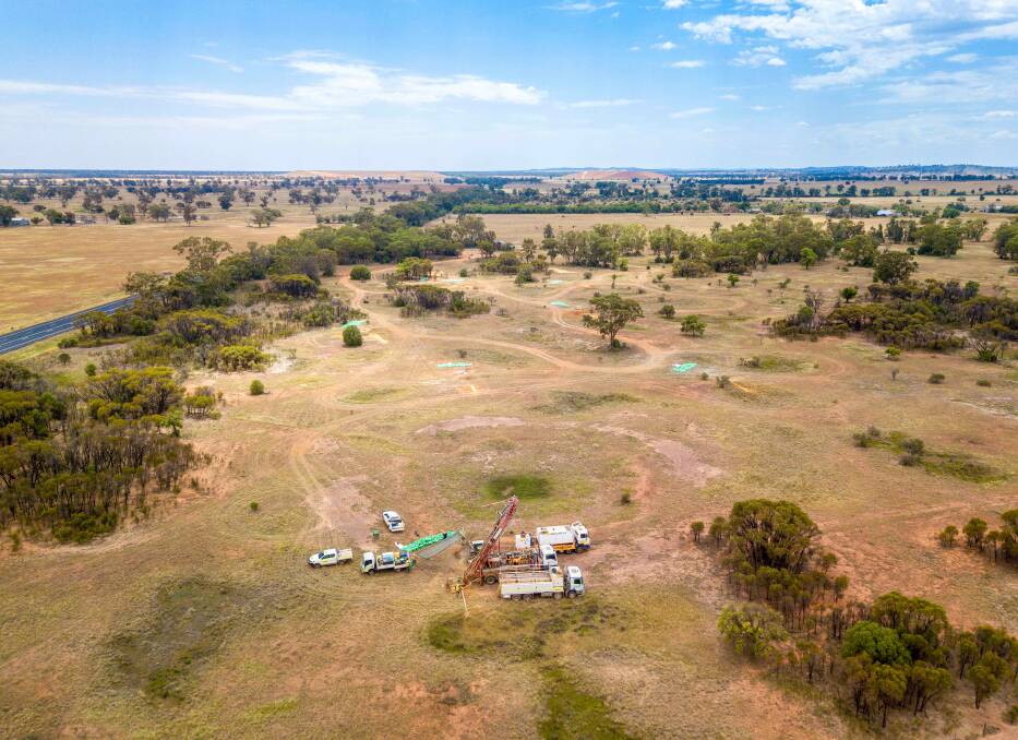 DEPOSITS: Drilling is conducted at the San Antonio deposit with Roswell in the distance. Photo: MITCHELL SERVICES.