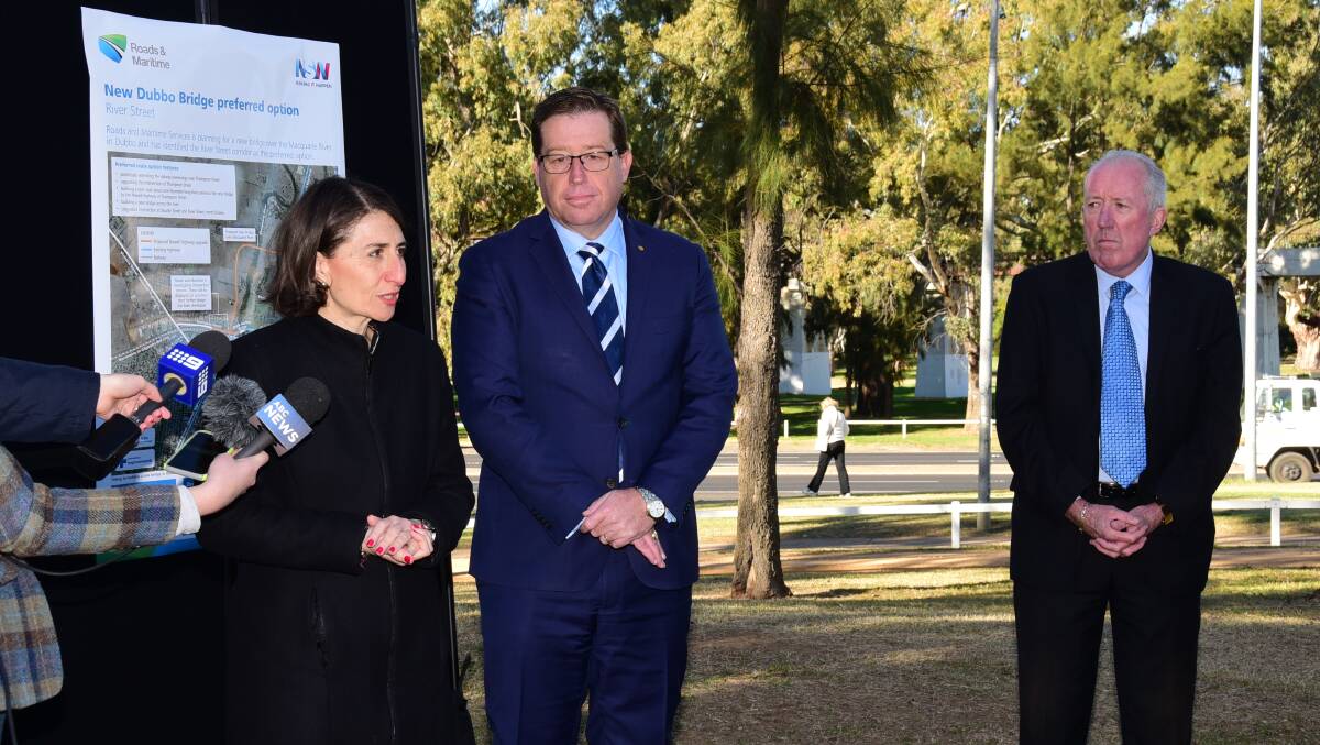 THRILLED: NSW Premier Gladys Berejiklian, with Dubbo MP Troy Grant and former administrator of Dubbo Regional Council Michael Kneipp,  is "thrilled that people are taking advantage of the exemptions" under the First Home Buyers Assistance Scheme. Photo: BELINDA SOOLE