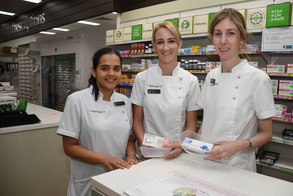 ACCREDITED: Pharmacists Reena Maneklal, Lisa Gibson and Krystle Shepherd are accredited to provide vaccinations at Orana Mall Pharmacyin Dubbo. Photo: BELINDA SOOLE