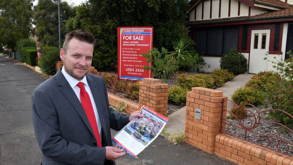 Andrew McDonald Commercial Dubbo sales and leasing consultant Dan Wilson promotes the development opportunity in March 2019. Photo: BELINDA SOOLE