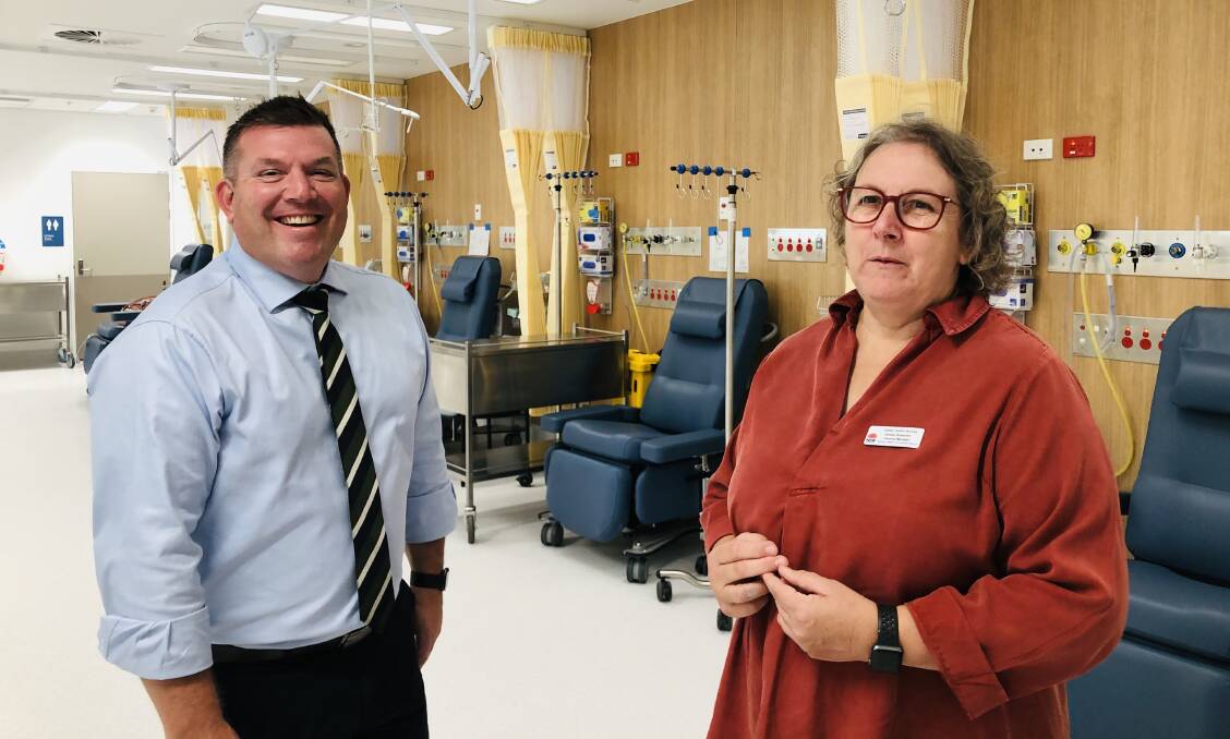 Mr Saunders and Ms Bickerton in Medical Day Treatment. Photo: KIM BARTLEY.