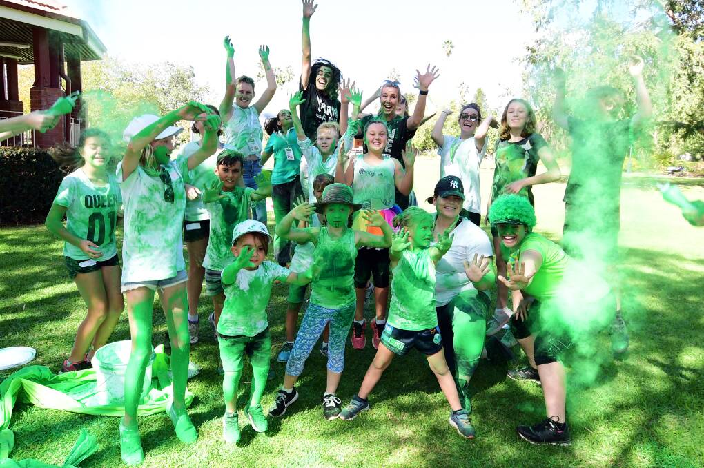 CELEBRATION: A green colour run in Victoria Park on Wednesday was in celebration of headspace Dubbo's third birthday and Youth Week which officially runs until April 22. Photo: BELINDA SOOLE