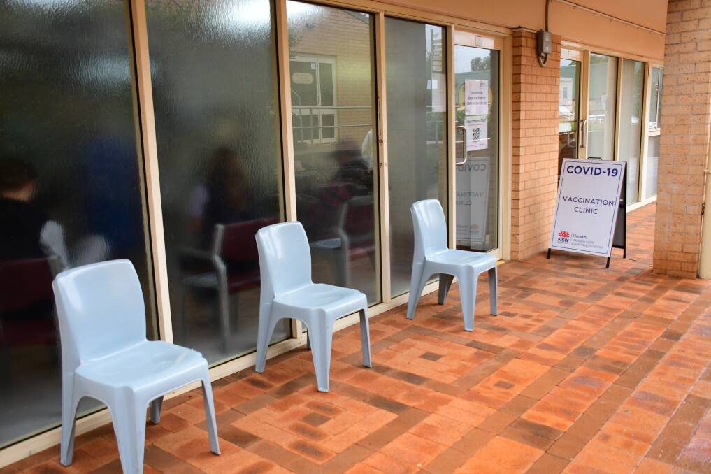 JAB: People wait for their turn to have a jab at the new COVID-19 vaccination clinic at Dubbo run by the Western NSW Local Health District. Photo: BELINDA SOOLE