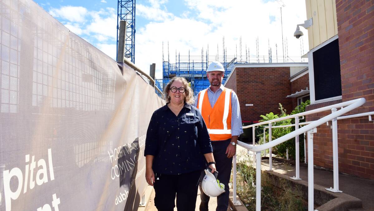 RISING: Dubbo Hospital redevelopment is boosting the population of the city according to Debbie Bickerton with project manager Tom Longhurst. Photo: BELINDA SOOLE