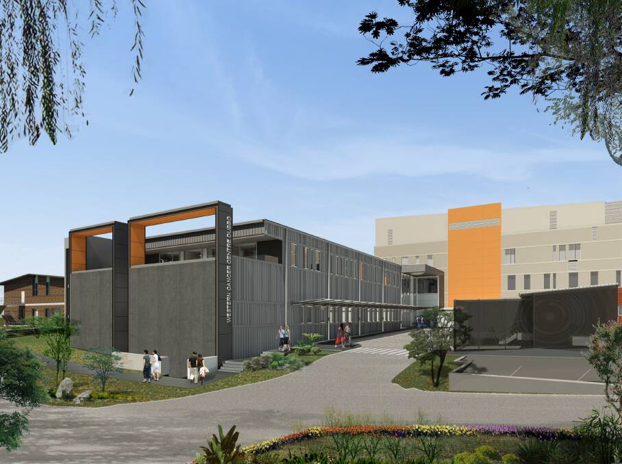 LINKED: An artist's impression of the Western Cancer Centre shows it will be linked to the new three-storey building currently under construction at Dubbo Hospital. 