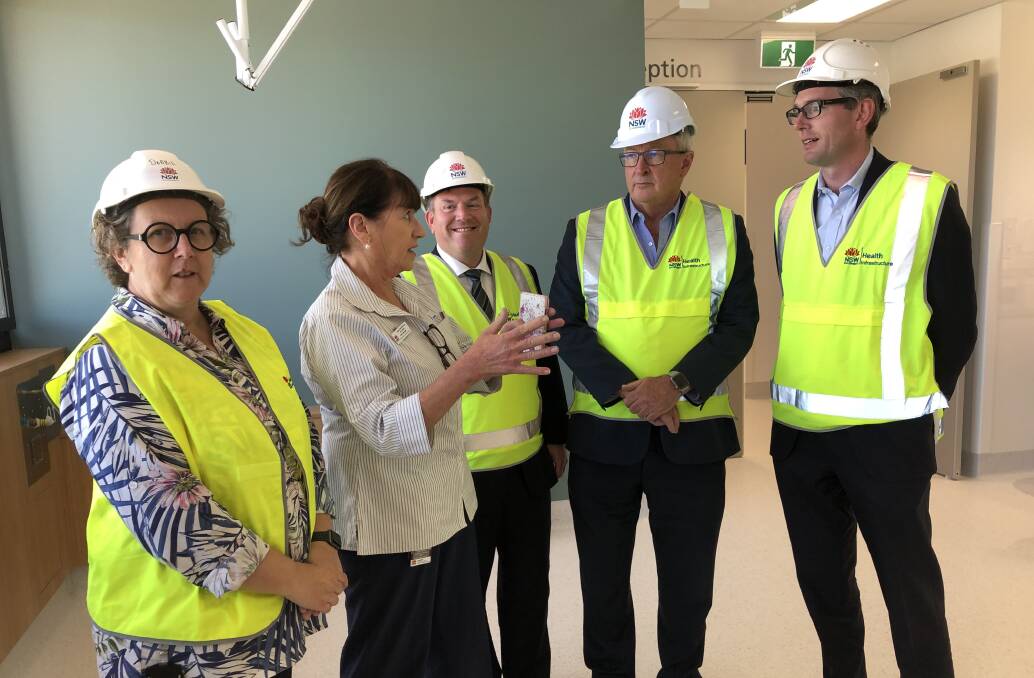 OPENING SOON :Dubbo Hospital general manager Debbie Bickerton, renal unit nurse manager Gail O'Brien, Member for the Dubbo electorate Dugald Saunders, NSW Health Minister Brad Hazzard and NSW Treasurer Dominic Perrottet inspect the new renal unit. Photo: KIM BARTLEY