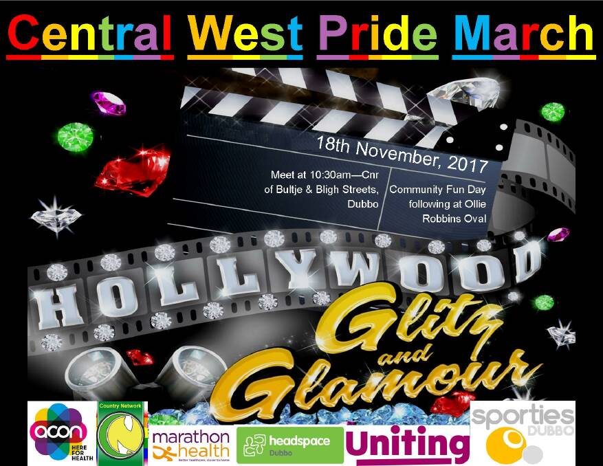 SUPPORTERS: The names of supporters of the 2017 Central West Pride March appear at the bottom of its promotional poster. Photo: Contributed.