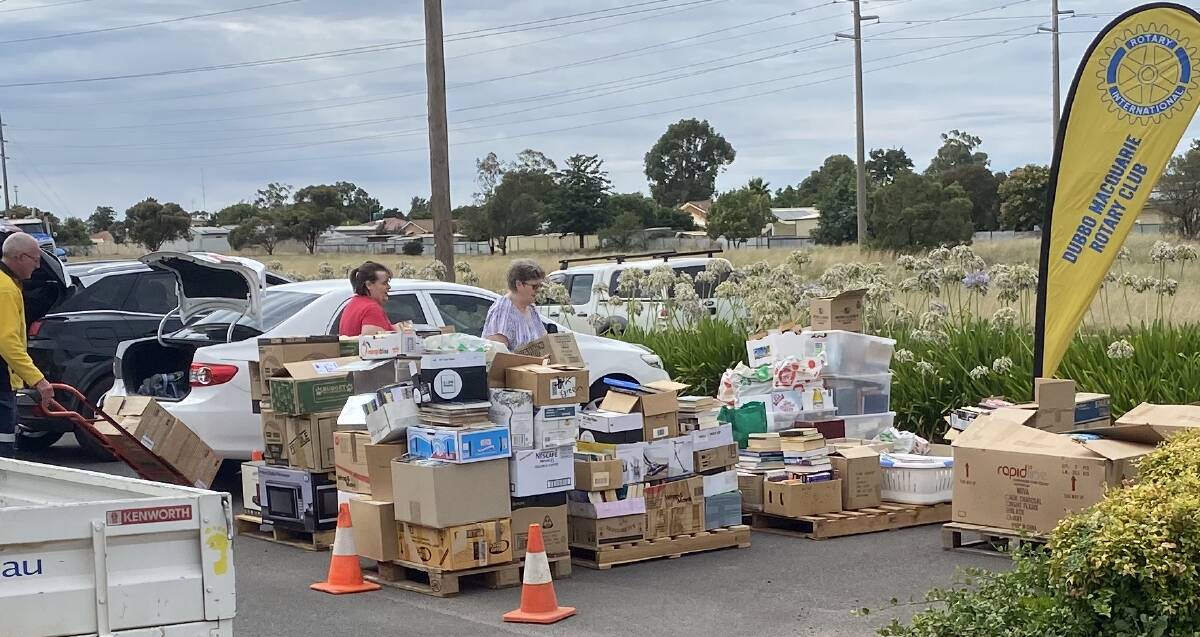 BOOKS: An estimated 9300 books were dropped off at Meals on Wheels Dubbo on January 28 for the Rotary Club of Dubbo Macquarie's Michael Egan Memorial Book Fair at Dubbo Showground on May 1 and 2. Photo: CONTRIBUTED.