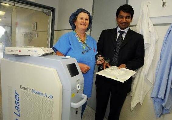 EXPERIENCED: Dubbo Hospital urologist Dr Bala Indrajit (right) is experienced in the "leading prostate cancer biopsy procedure" involving a transperineal biopsy machine. Photo: File
