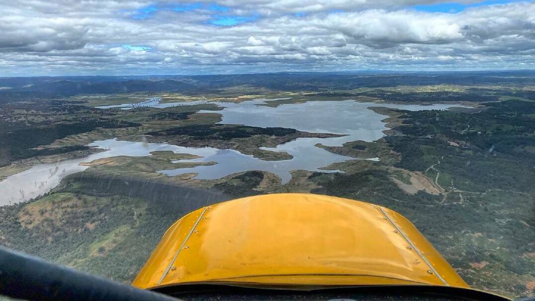 RECOVERY: The impact on Burrendong Dam of 2020 rain could be seen as early as April. Photo: Wings Out West/ Facebook.