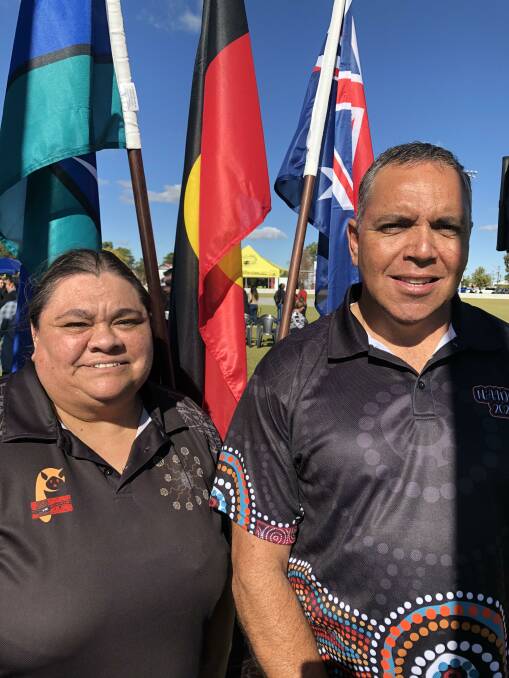 Dubbo Regional Aboriginal Health Service's Catherine Noble and Phil Carney were among its staff running the National Sorry Day event at Dubbo. Photo: KIM BARTLEY.