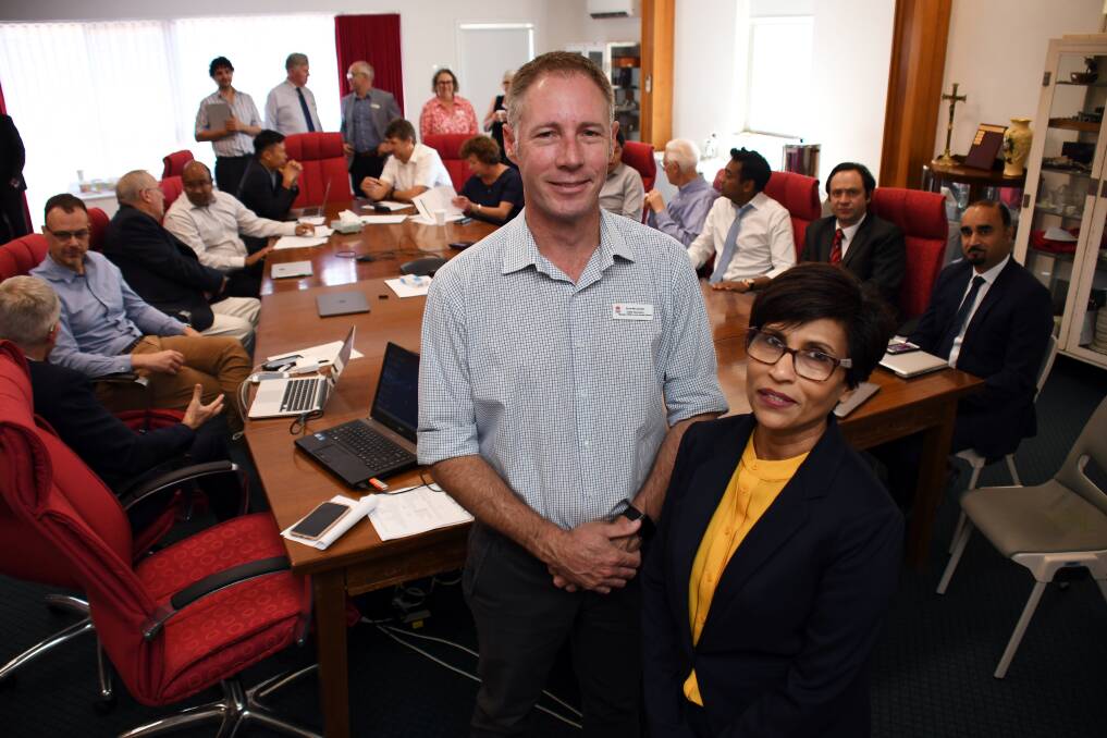 PEER REVIEW: Western NSW Local Health District chief executive Scott McLachlan and senior respiratory physician Dr Sugamya Mallawathantri meet at the peer review into lung cancer services. Photo: BELINDA SOOLE
