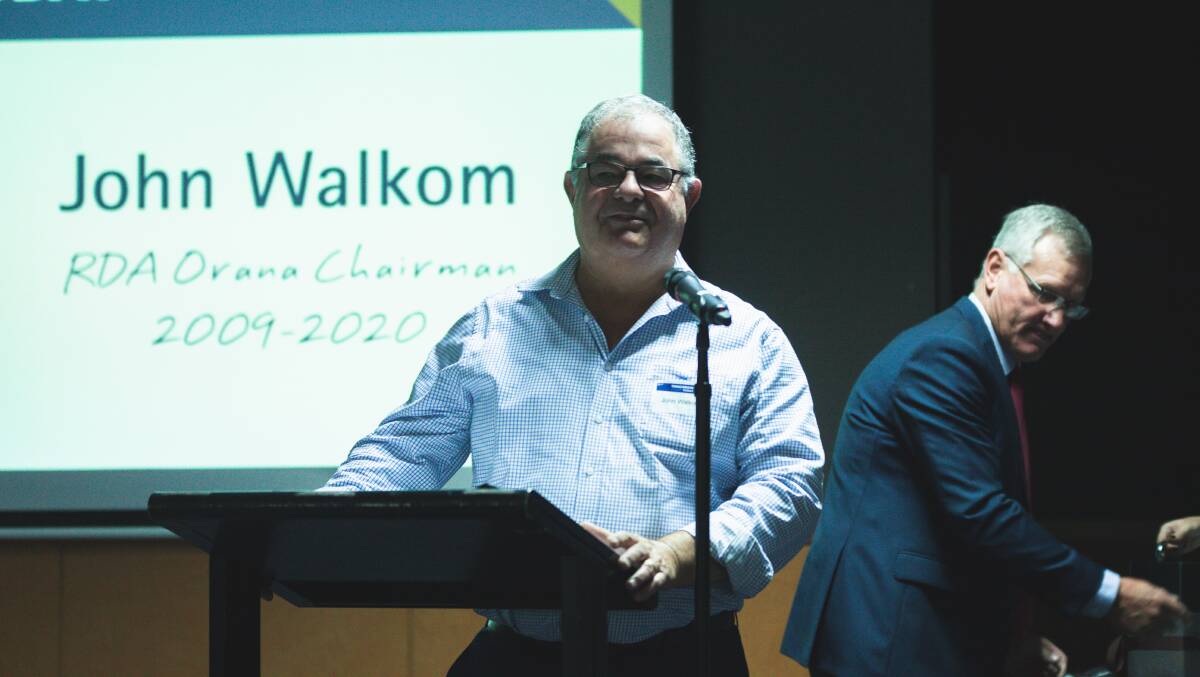 SALUTE: Former chairman of RDA Orana John Walkom was saluted for his service at the State of the Region event in Dubbo. Photo: MP4 Productions Matthew Peterson.