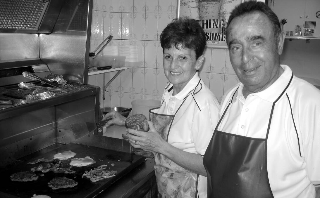 CENTRESPOT: Helen and Tony Panaretos at work in the Centrespot in Macquarie Street. They owned and operated the cafe for 35 years. Photo: CONTRIBUTED.