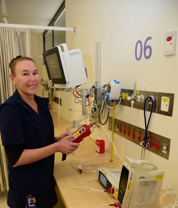 EQUIPMENT DONATION: Dubbo Hospital special care nursery clinical nurse consultant Leanne Haigh tests equipment bought by the Humpty Dumpty Foundation. Photo: BELINDA SOOLE