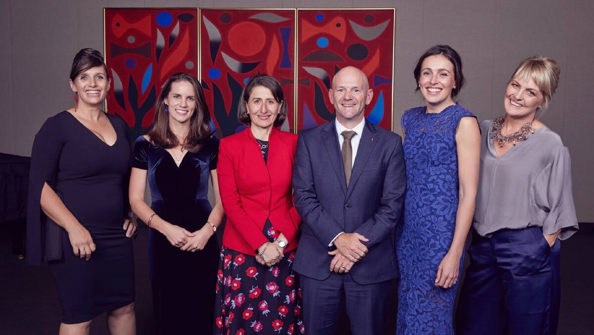 WINNER: Gladys Berejiklian and Niall Blair were on hand to congratulate Jillian Kilby (second from right) at Parliament House in Sydney on Tuesday night. Photo: Contributed.
